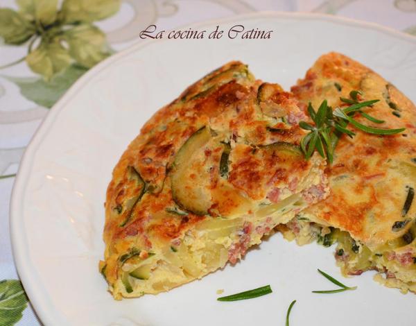 Tortilla de calabacín y jamón ibérico