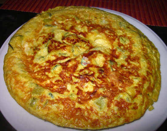 Tortilla de calabacín con trigueros