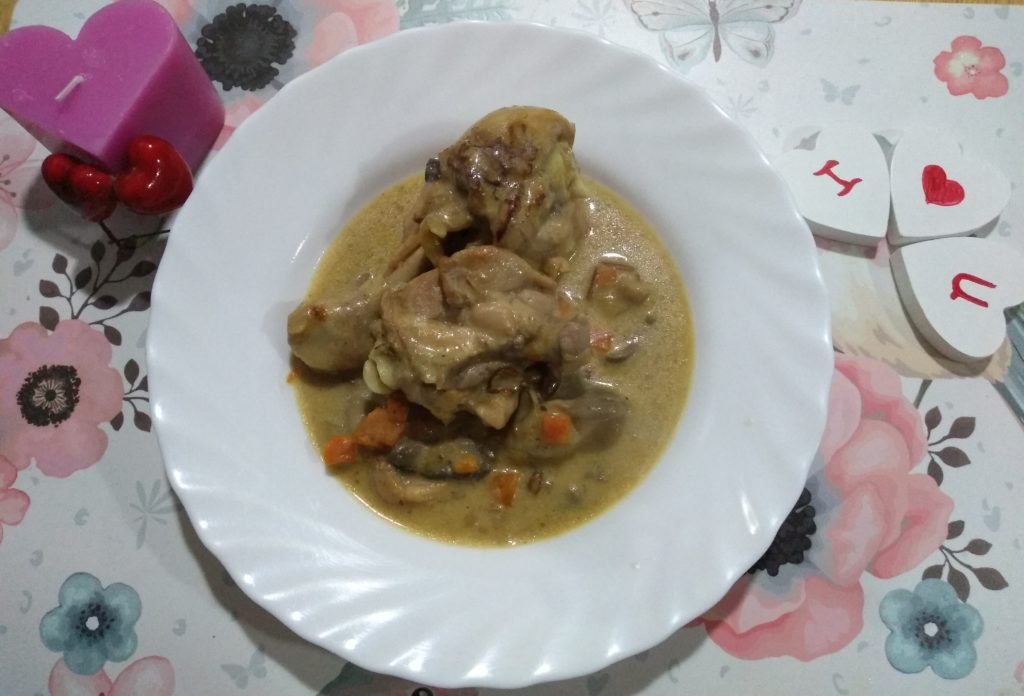 pollo con setas provenzal para enamorar El resultado del plato acabado